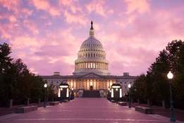 us capitol building at sunset